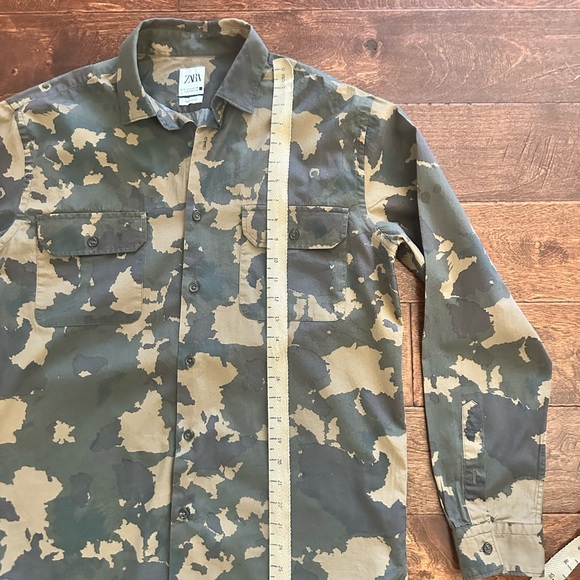 Zara Camo Pattern Long Sleeve Shirt Medium - Picture 3 of 8